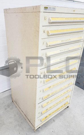 STANLEY VIDMAR 12 DRAWER TAN INDUSTRIAL TOOL CABINET 59"T X 30" W X 28"D