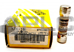 LOT OF 10 NEW BUSS FUSES KTK-15 15 AMP 600 VAC FAST-ACTING 