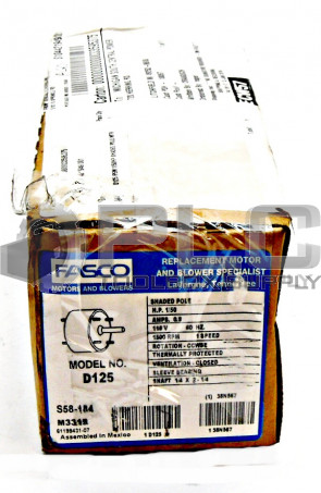 NEW FASCO D125 REPLACEMENT MOTOR AND BLOWER SPECIALIST HP 1/50 0.8AMP 115V 60HZ