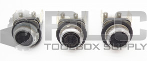 LOT OF 3 ALLEN BRADLEY 800T-A2 /B BLACK PUSH BUTTON W/ 800T-XD1 /C CONTACT BLOCK