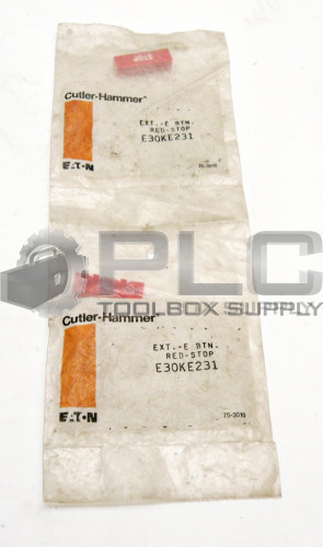 LOT OF 2 NEW EATON CUTLER HAMMER E30KE231 STOP BUTTON E TYPE EXTENDED RED