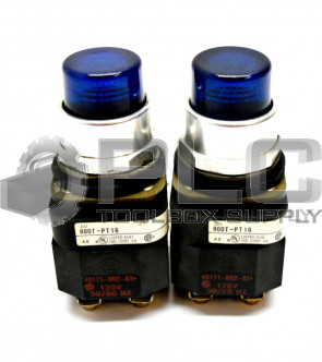 LOT OF 2 ALLEN BRADLEY 800T-PT16 BLUE PUSH BUTTON 