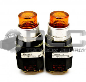 LOT OF 2 ALLEN BRADLEY 800T-PT16 SER.T ILLUMINATED AMBER PUSH BUTTON SWITCH
