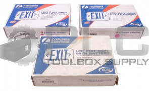 LOT OF 3 NEW LITHONIA LQM S W 3 R 120/277 EL N & M6 EXIT SIGNS w/BATTERY 388066
