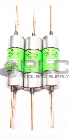 LOT OF 3 NEW BUSSMANN FRS-R-100 FUSETRON DUAL ELEMENT TIME DELAY FUSE 600V 30VDC